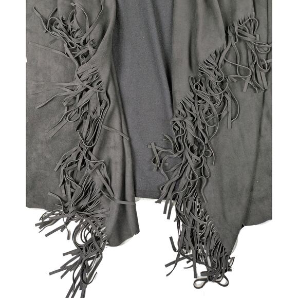 INC International Concepts Women’s Faux Suede & Knit Open Fringe Cardigan Large - Picture 4 of 4